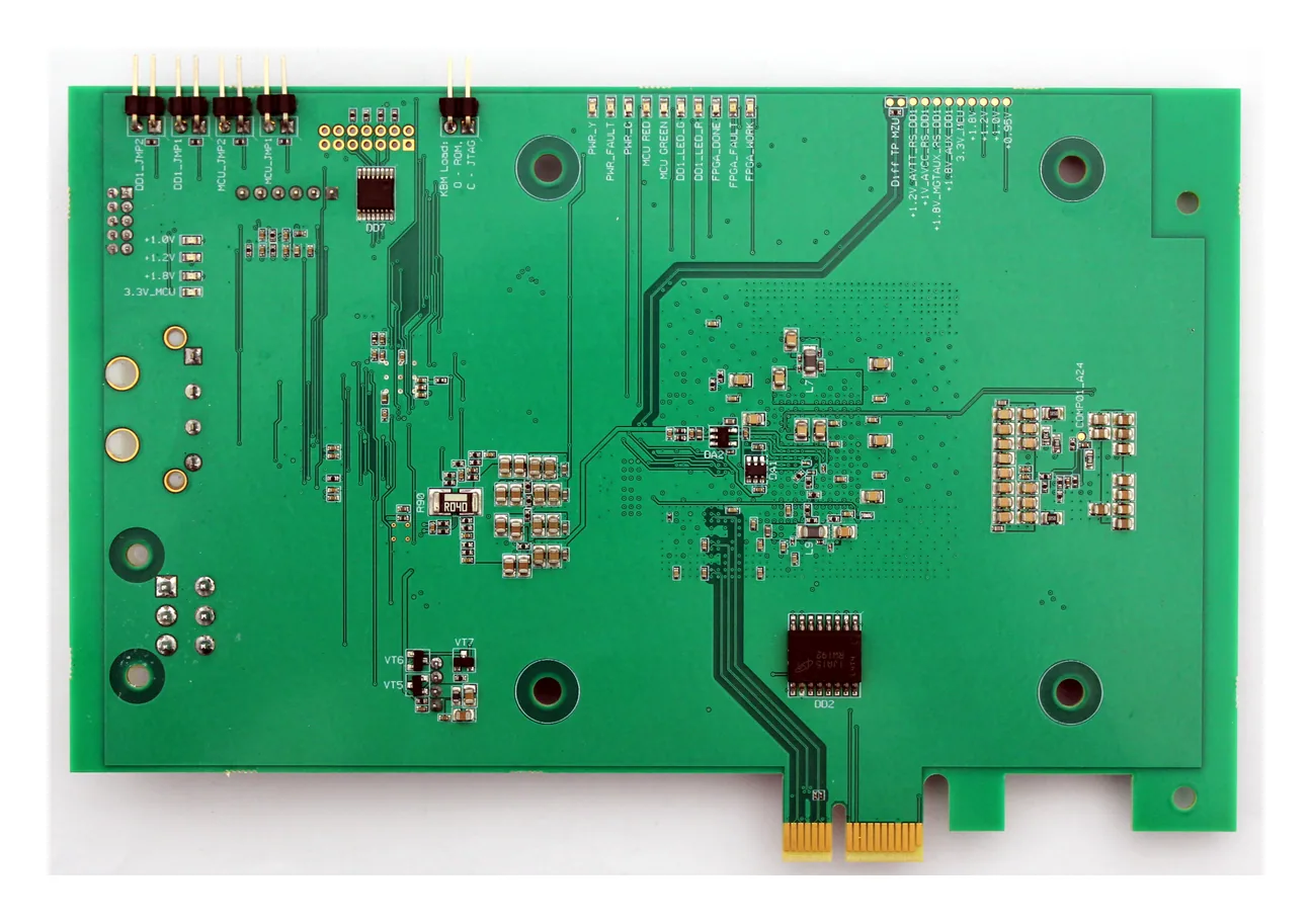 Bottom side of AET-PCIE-K095 FPGA board